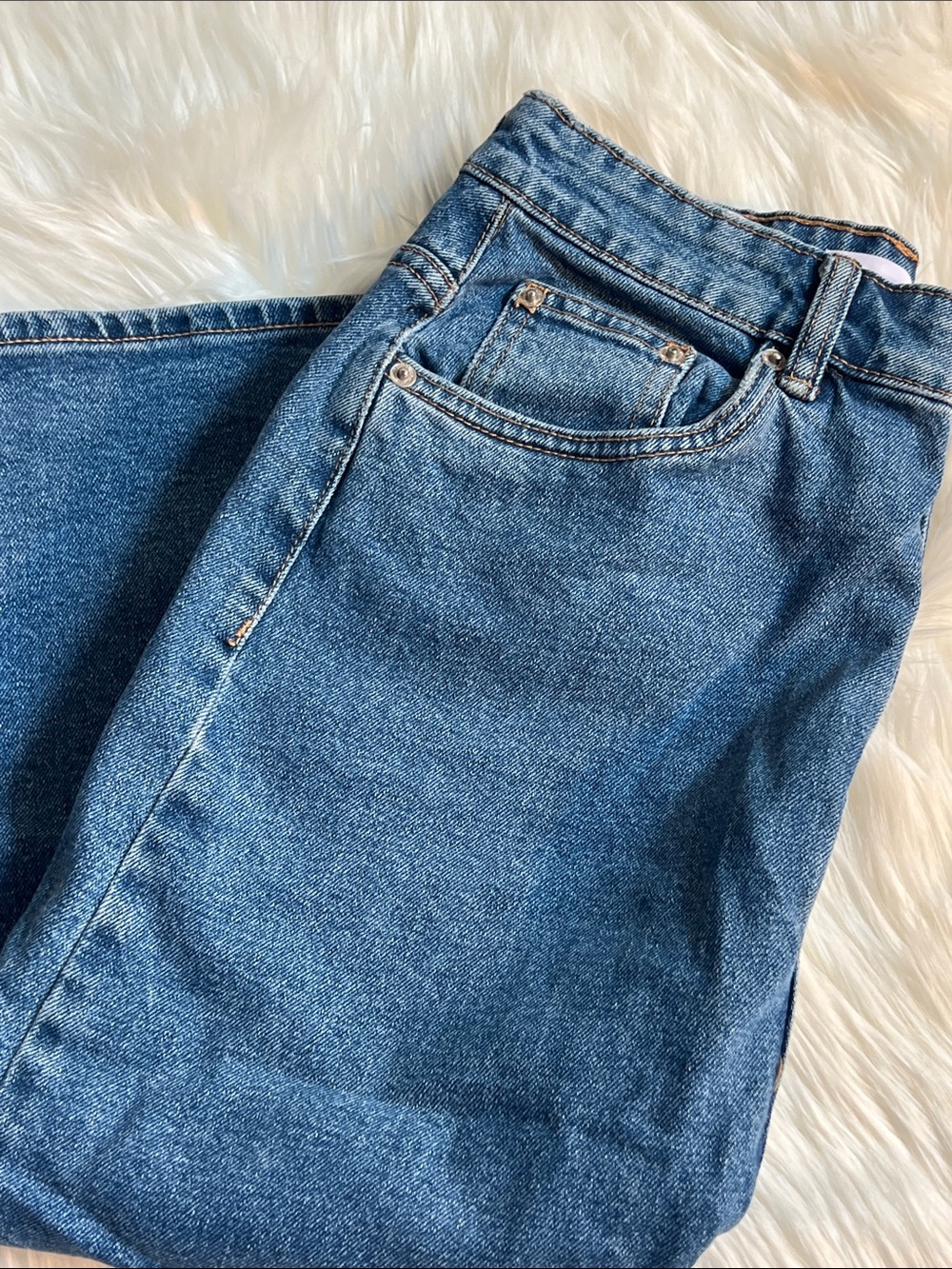 Zara Z1975 High-Rise Denim Midi Skirt – Front Slit (Size Medium)